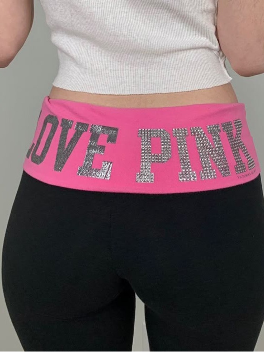 Victoria’s Secret PINK Bling Foldover Yoga Flare Pants Size Small